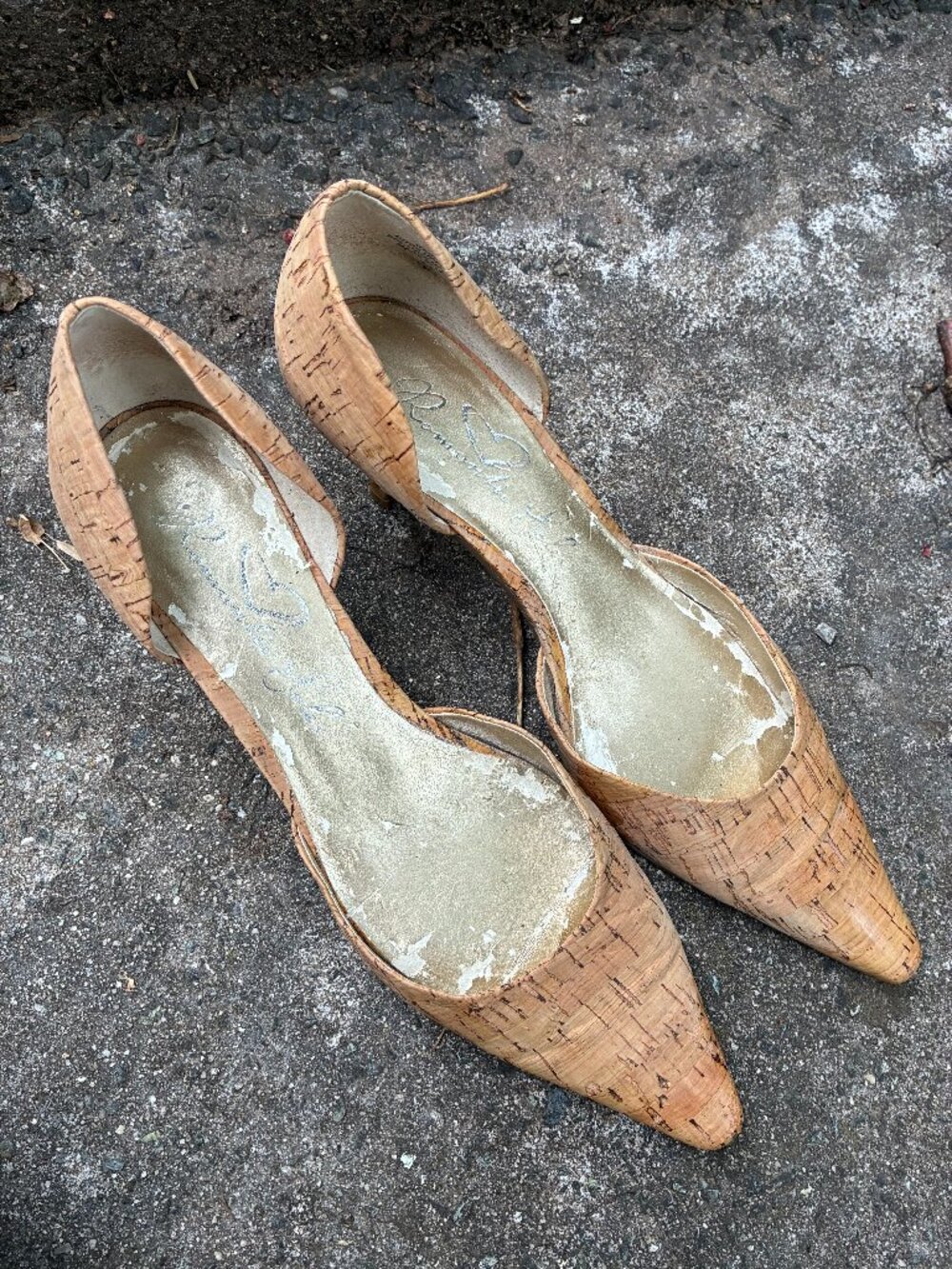 Bandolino Cork Pointed Toe D'Orsay Heels - Size 7